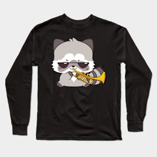 Musical Raccoon Playing On Saxophone Long Sleeve T-Shirt